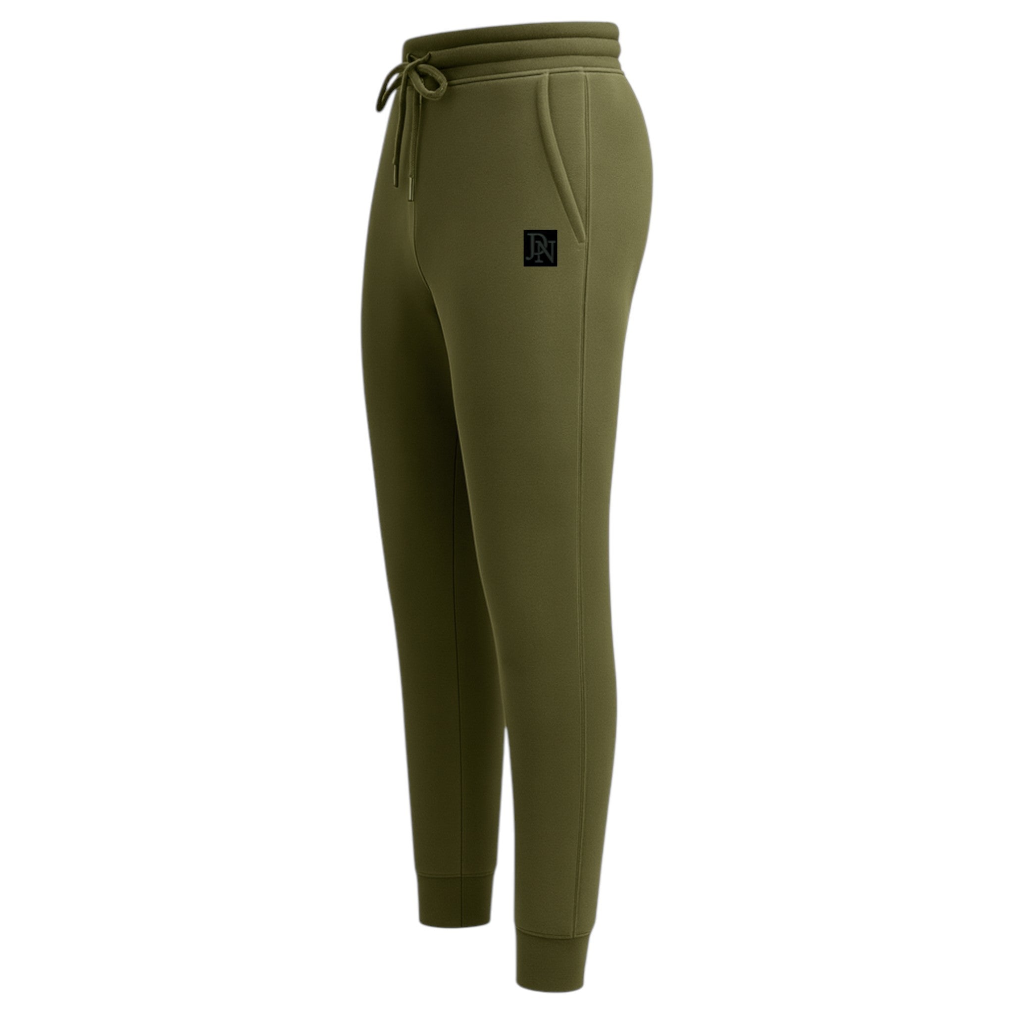 Men's JDN branded hooded tracksuit set in khaki green – plain hoodie with kangaroo pocket and matching joggers loungewear activewear